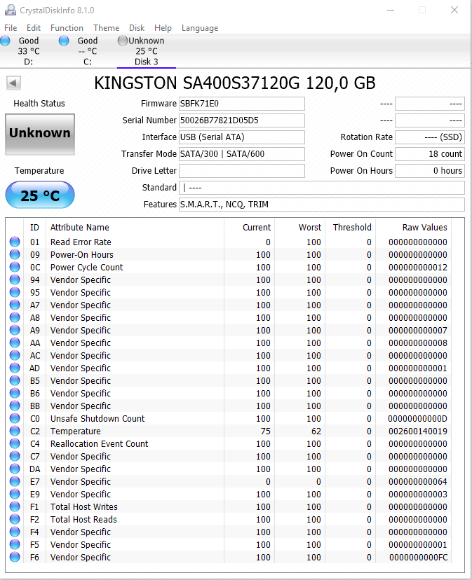 P: Kingston A400 120 GB 7 mm
